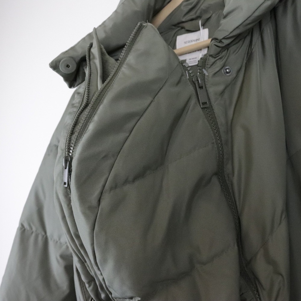 NWT Seraphine Green 3-In-1 Long Chevron Puffer Maternity Coat 4 Babywearing - Picture 6 of 14